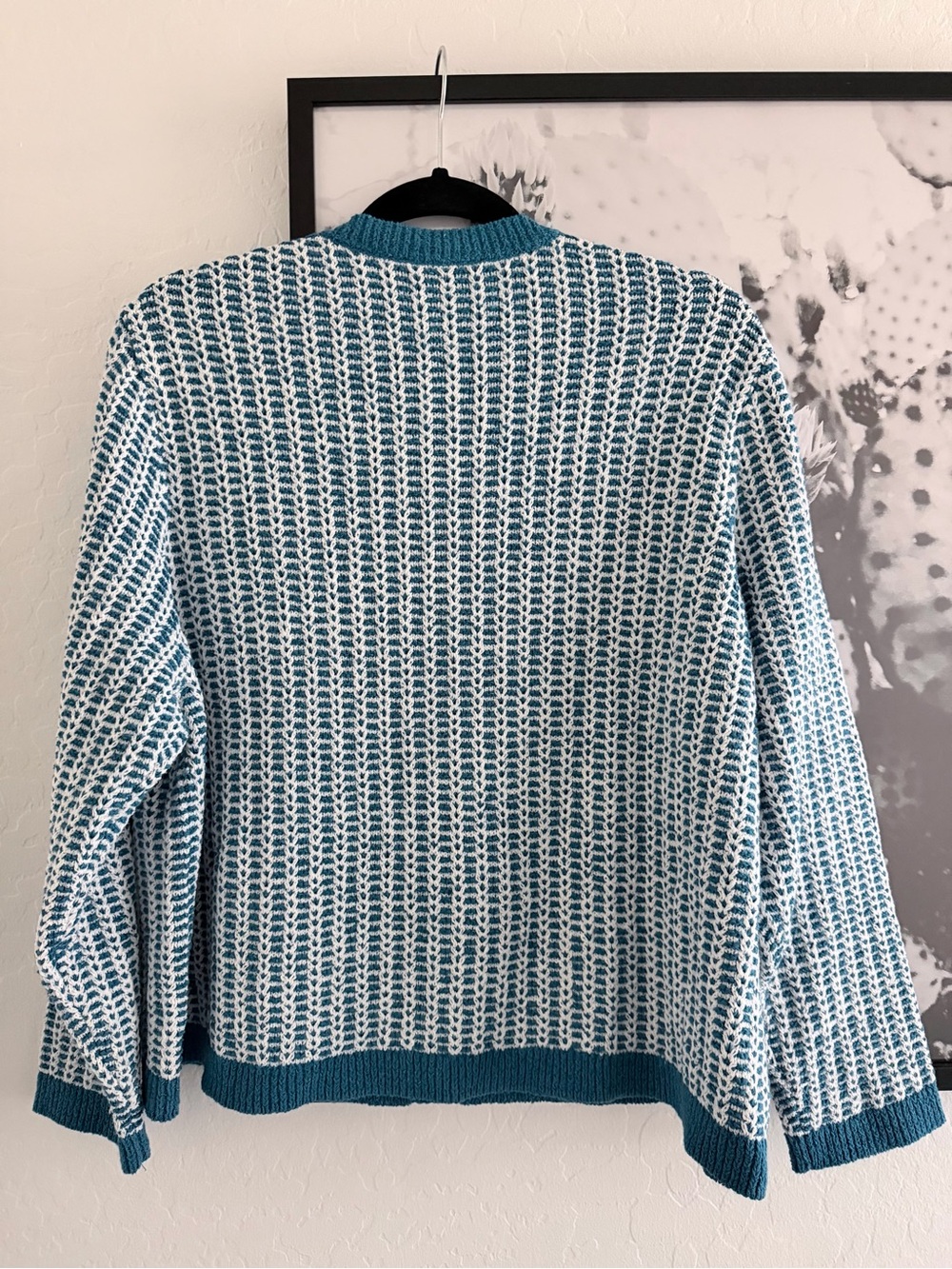 Ann Taylor Blue and White Textured Knit Cardigan Set - Picture 11 of 14